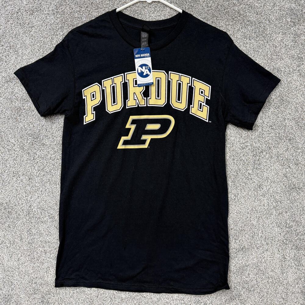 Purdue University T-Shirt Mens Small Black Gold Varsity College Preppy NWT
